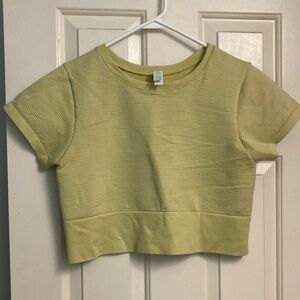 OFFLINE By Aerie Sidewalk Seamless Cropped T-Shirt Yellow Ribbed Compression